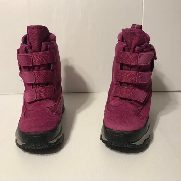 L. L. Bean winter snow boots leather-upper magenta kids girl size 3 - Picture 3 of 10